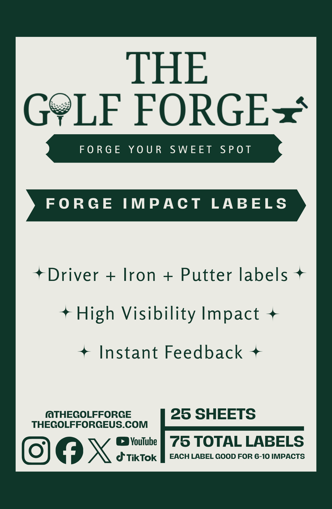 Forge Impact Labels - 25 Sheets (75 Pieces)